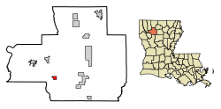 Location of Castor in Bienville Parish, Louisiana.