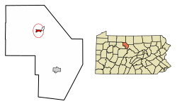Location of Emporium in Cameron County, Pennsylvania.