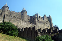 Restored outer walls of the medieval city of Carcassonne (13th–14th century)