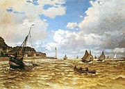 Mouth of the Seine at Honfleur, 1865, Norton Simon Foundation, Pasadena, California; indicates the influence of Dutch maritime painting.[54]