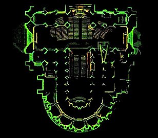 Plan de la cathédrale, tiré d'un relevé laser réalisé en 2007 par l'association CyArk.