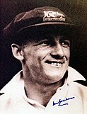 Signed portrait of Donald Bradman