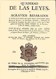 Cuaderno de las leyes aprobadas en las Cortes de Navarra de 1766