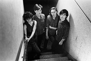 The original band in the stairway leading to Mark’s loft on Great Jones St, taken by John Chimples