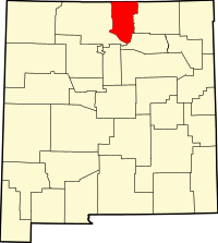 タオス郡の位置を示したニューメキシコ州の地図