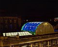 Nocturnal view of the Cavendish Arcade's stained glass canopy at Buxton Thermal Baths
