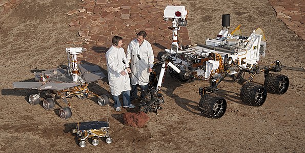 Mars rovers at Rover (space exploration), by NASA (edited by Nova13)