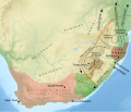 Image 4The rise of the Zulu Empire   under Shaka forced other chiefdoms and clans to flee across a wide area of southern Africa. Clans fleeing the Zulu war zone   included the Soshangane, Zwangendaba, Ndebele, Hlubi, Ngwane, and the Mfengu. Some clans were caught between the Zulu Empire and advancing Voortrekkers and British Empire   such as the Xhosa  . (from History of South Africa)