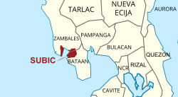 Location of Subic in Bataan and Zambales