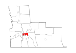 Map highlighting Dickinson's location within Broome County.