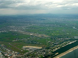 Panoramic view of the Sendai plain, spreading to the Sendai metropolitan area in Miyagi Prefecture