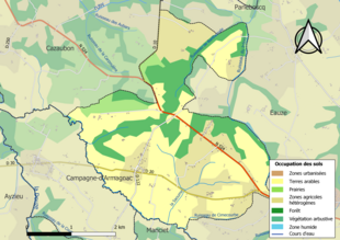 Carte en couleurs présentant l'occupation des sols.