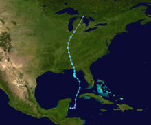 A track map of Tropical Storm Alberto