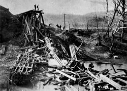 Wreckage of the Buffalo Creek Trestle at Winona in 1915