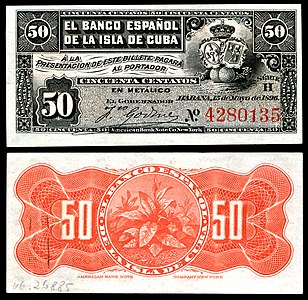 Fifty Cuban centavos, by the American Bank Note Company
