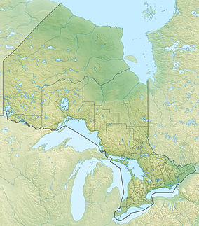 Map showing the location of Rushing River Provincial Park