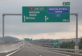 D1 motorway exit Považská Bystrica