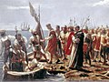 Image 9Arrival of Christopher Columbus, art by Dominican painter Luis Desangles. (from History of the Dominican Republic)