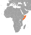 Location map for Djibouti and Somalia.