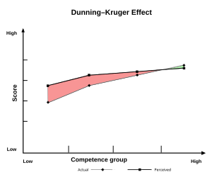 Graph showing the difference between self-perceived and actual performance