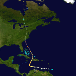 Trajectoire d'Hazel(source: NOAA)