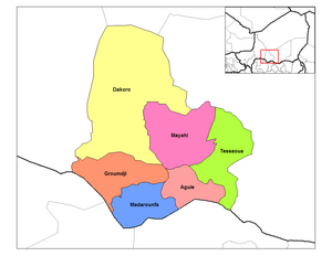 Aguie (departamento) localização na região