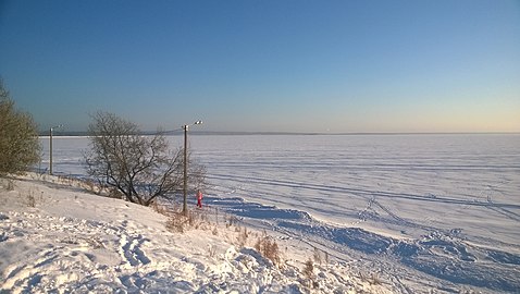 Новосибирское водохранилище зимой. Микрорайон ОбьГЭС, 2014 год