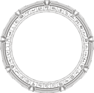 Schematic diagram of a Pegasus stargate with glyphs