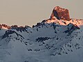 La Pierra Menta au coucher du soleil depuis le nord-ouest.