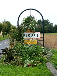 A roadsign on entering Pleurs