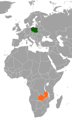 Map indicating locations of Poland and Zambia