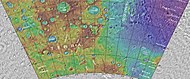 Topographical map showing location of Proctor crater and other nearby craters