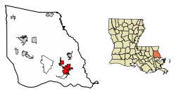 Location of Slidell in St. Tammany Parish, Louisiana