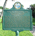 Historical marker in front of museum designating the site of the Survivors' and Salvagers' Camp - 1715 Fleet