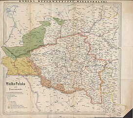 Mapa de Gran Polonia, realizado en 1881 por el Dr. T. Szulc e incluido en el cuarto volumen del Codex diplomaticus Maioris Poloniae.