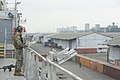 Vue du quai du port de Douala depuis un navire