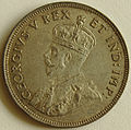 1925 East African 1 Shilling coin obverse