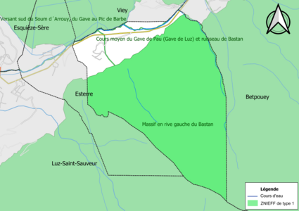 Carte des ZNIEFF de type 1 sur la commune.