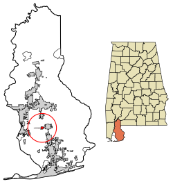 Location of Silverhill in Baldwin County, Alabama.