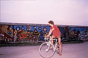 Traffic sign art on Berlin Wall, 1986