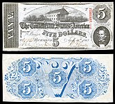$5 (T60) Virginia State Capitol, C.G. Memminger Keatinge & Ball (Columbia, S.C.) (7,745,600 issued)