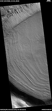 Concentric crater fill, as seen by HiRISE under HiWish program