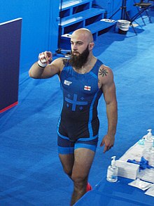 Giorgi Melia, age 27, at the World Wrestling Championships in Oslo, Norway. He is wearing wrestling gear