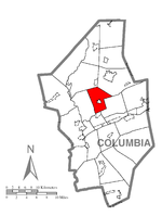 Map of Columbia County, Pennsylvania highlighting Orange Township