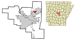 Location in Pulaski County and the state of Arkansas