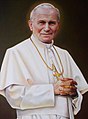 Saint Jean-Paul II (1920–2005), pape. Archevêque de Cracovie, cardinal, il fut élu pape en 1978. Il tenta de mettre en œuvre les directives prises par le Concile Vatican II, en lançant la nouvelle évangélisation et notamment les Journées mondiales de la Jeunesse. Il travailla à la paix et au dialogue interreligieux, et effectua une centaine de voyages dans le monde. Sa piété, son style et son énergie, même lors de la maladie, firent de lui un pape très populaire, acclamé comme un saint par la foule le jour de ses funérailles.