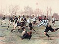 Image 15 Stade Français Photograph: Georges Scott; Restoration: Adam Cuerden An illustration showing the Stade Français rugby union team, wearing dark blue jerseys, playing against Racing Club (now known as Racing 92) in 1906. On 20 March 1892, the two teams played in the first ever French rugby championship in a one-off game. More selected pictures