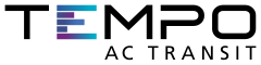 Tempo AC Transit with the "E" in "Tempo" stylized as a horizontal spectrum analyzer