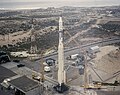 Thorad-Agena rocket with Nimbus 3 on pad