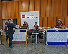 Anmeldetresen der WikiCon 2018 in St. Gallen